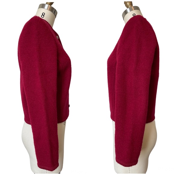 Vintage EUC 80’s CARROLL REED Wool Cropped Cardigan Sweater Small Red - Picture 5 of 16